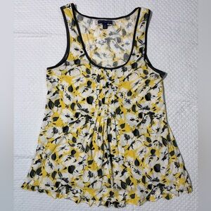 AEO Yellow Floral Tank with Ruffle Bottom